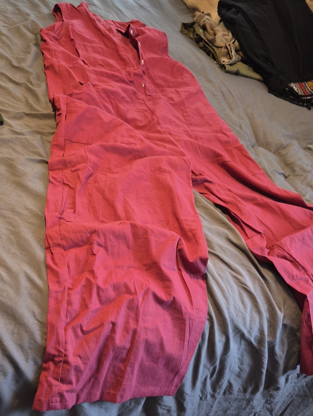 Womens Sleeveless Raspberry Wide-Leg Jumpsuit - Picture 6 of 6